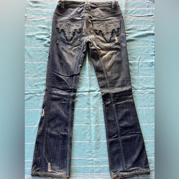 ANTIK DENIM - size 29 Western embriodered distressed boot cut jeans - Picture 6 of 10